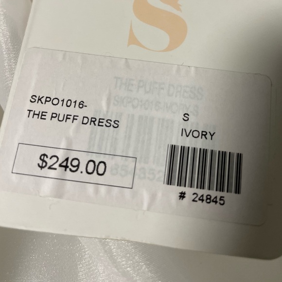 Selkie Ivory Puff Mini Dress with puff Sleeves - Picture 7 of 8